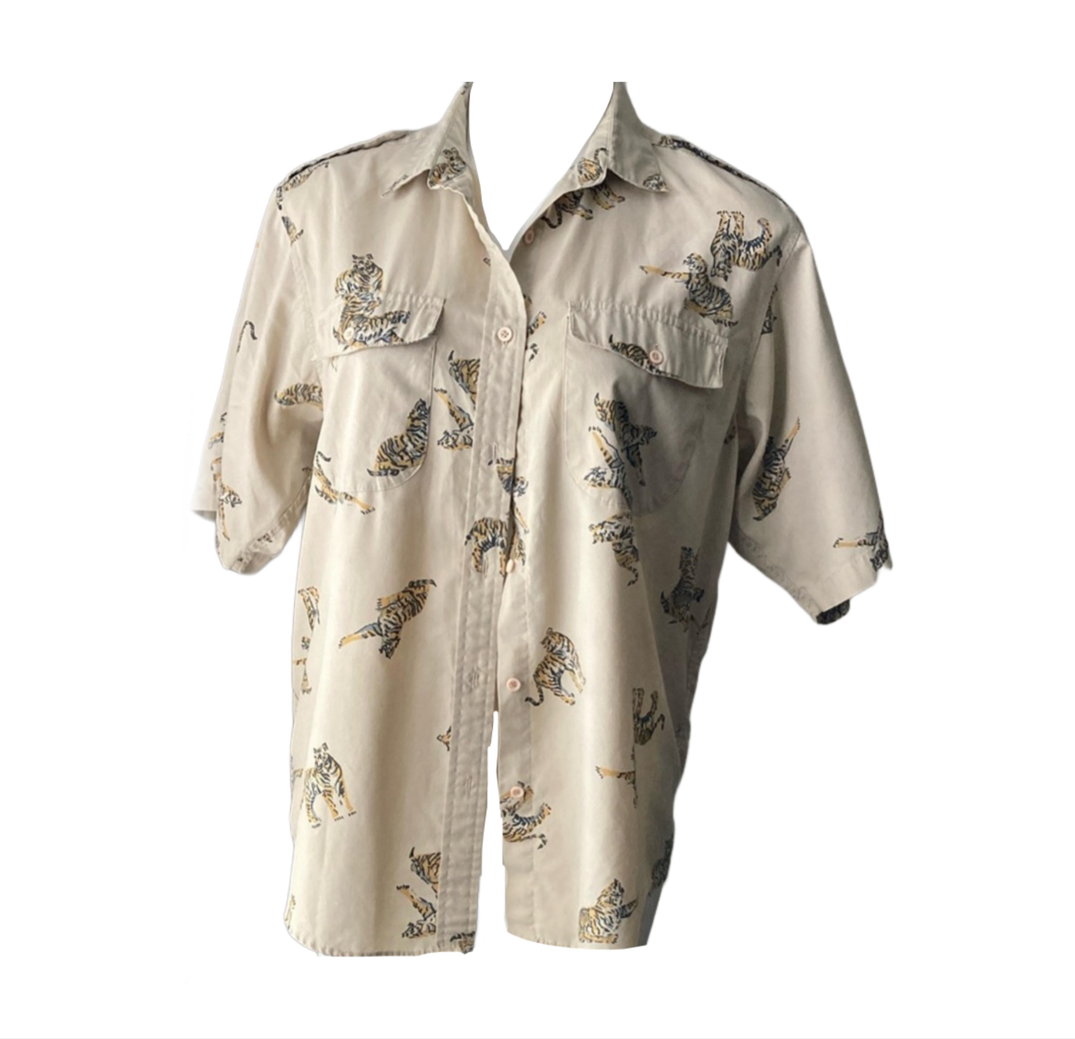 VINTAGE DIANE VON FURSTENBERG SAFARI BUTTON UP TOP – MCMILLAN STUDIOS