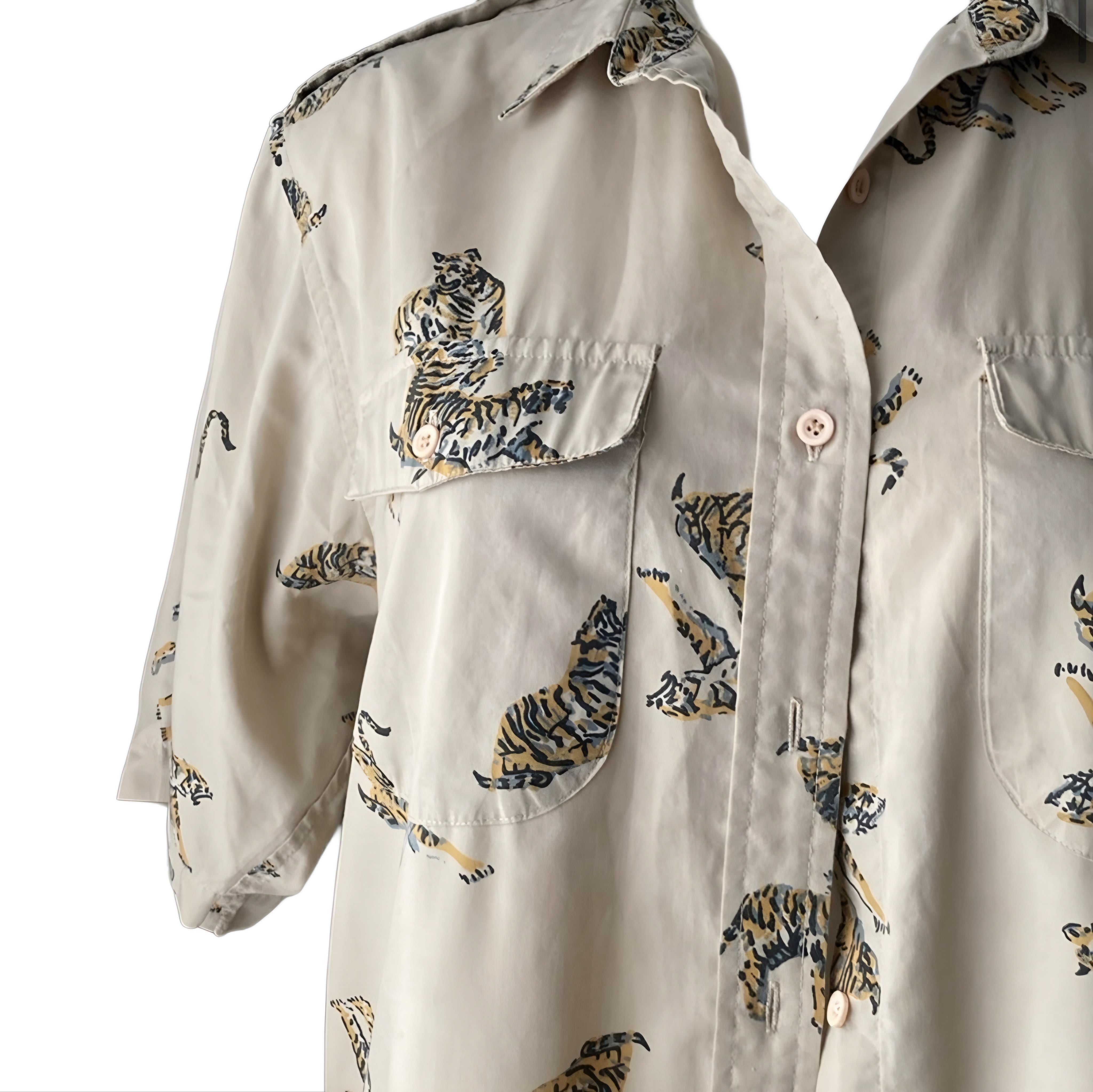 VINTAGE DIANE VON FURSTENBERG SAFARI BUTTON UP TOP – MCMILLAN STUDIOS