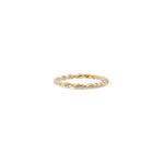 Load image into Gallery viewer, This 14k gold twisted Lauren Ring features Natalie McMillan&#39;s signature etchings. It is the ultimate stacking ring, as its thin, twisted design effortlessly goes with any ring it gets paired with! 
